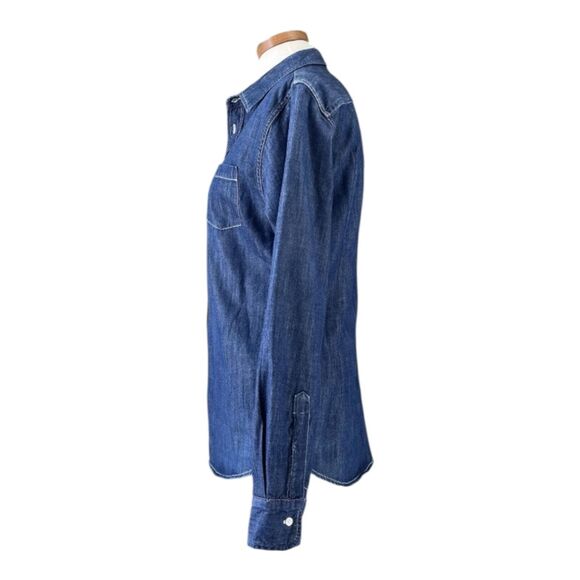 Frank & Eileen Barry Famous Denim Blue Button Down Up Shirt Size Small - Picture 4 of 6